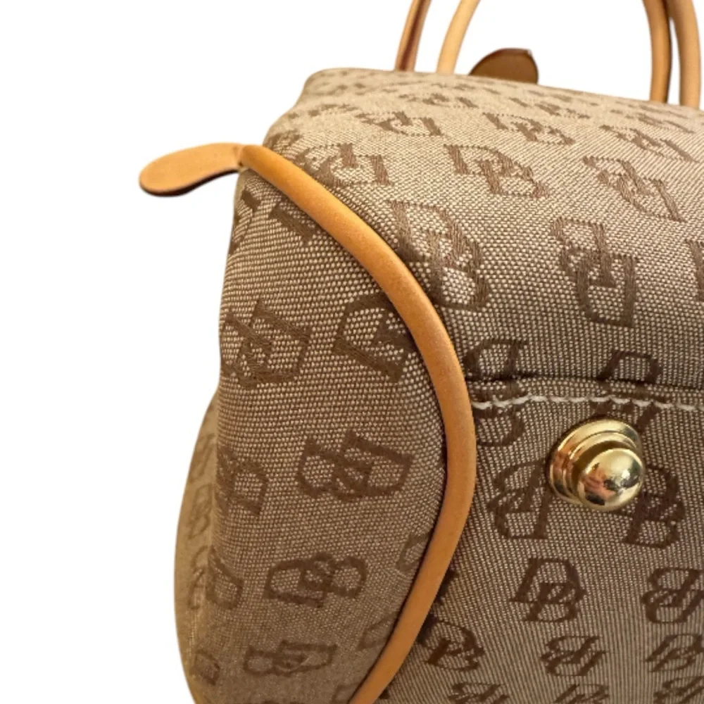 Dooney & Bourke Monogram Canvas Satchel — Tan / Brown
